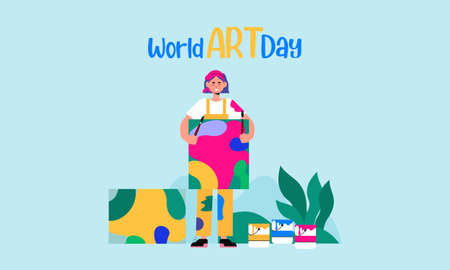 Flat world art day illustration vectorのイラスト素材