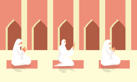 Religious muslim praying ramadan kareem holy month religionのイラスト素材