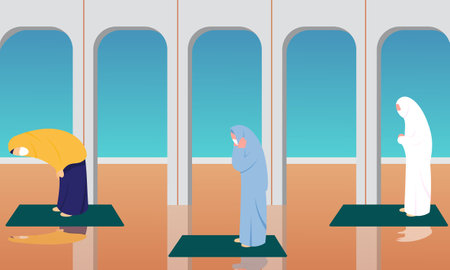 Religious muslim praying ramadan kareem holy month religionのイラスト素材