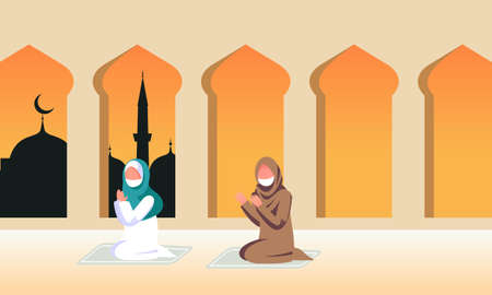 Religious muslim praying ramadan kareem holy month religionのイラスト素材