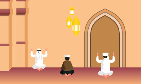 Religious muslim praying ramadan kareem holy month religionのイラスト素材