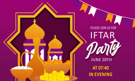 Holy month of prayer, Ramadan Kareem celebration with beautiful invitation card for Iftar party