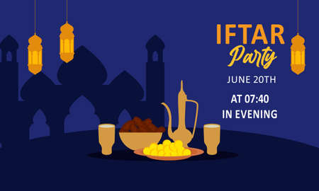 Holy month of prayer, Ramadan Kareem celebration with beautiful invitation card for Iftar party