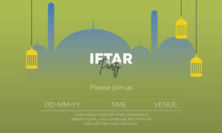 Holy month of prayer, Ramadan Kareem celebration with beautiful invitation card for Iftar partyのイラスト素材