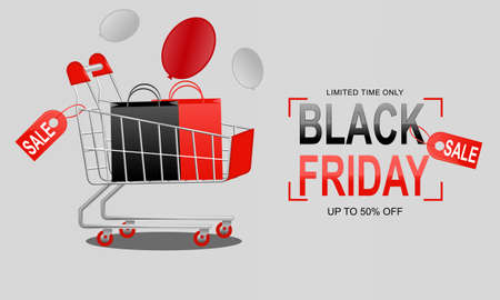 Black friday sale banner template with shopping cartのイラスト素材