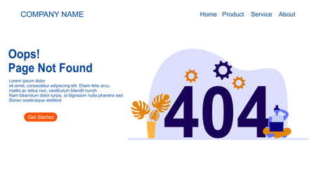 Page not found metaphor, page Error 404 Creative landing page design template