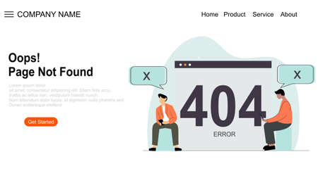 Page not found metaphor, page Error 404 Creative landing page design template
