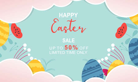 Happy easter day design background vector illustrationのイラスト素材