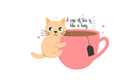 cats and tea cups a cup teaのイラスト素材
