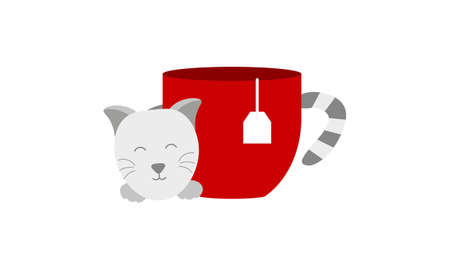 cats and tea cups a cup teaのイラスト素材