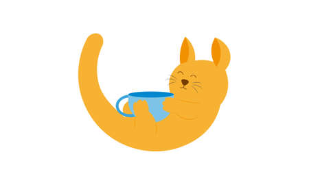 cats and tea cups a cup teaのイラスト素材