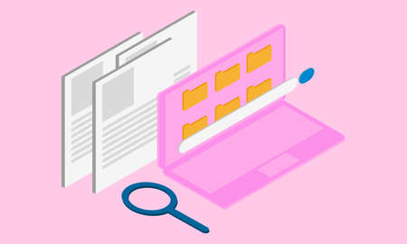 Magnifying glass with file searching vector