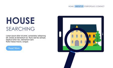 House searching concept for landing pageのイラスト素材