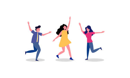Hand drawn flat people dancing illustration
