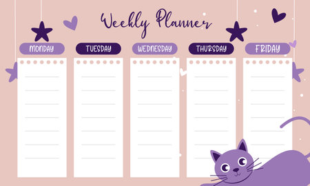 Cute weekly planner background.Vector illustration for kid and babyのイラスト素材