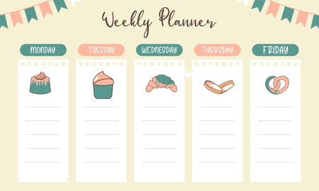 Cute weekly planner background.Vector illustration for kid and babyのイラスト素材