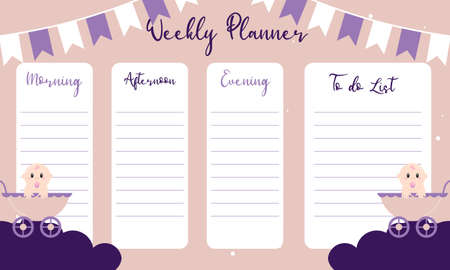Cute weekly planner background.Vector illustration for kid and babyのイラスト素材