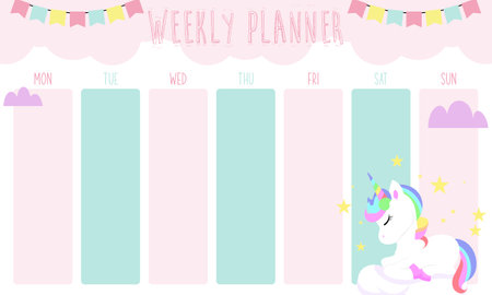 Cute weekly planner background.Vector illustration for kid and babyのイラスト素材