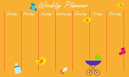 Cute weekly planner background.Vector illustration for kid and babyのイラスト素材