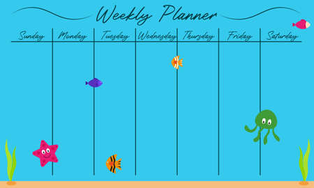 Cute weekly planner background.Vector illustration for kid and babyのイラスト素材
