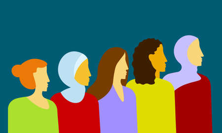Concept of gender equality and female empowerment movement illustrationのイラスト素材