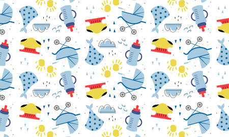 Baby shower pattern for baby room decoration with cute pictures