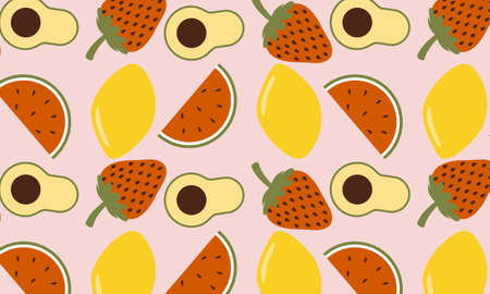 Fruit collection in flat hand drawn style illustrations