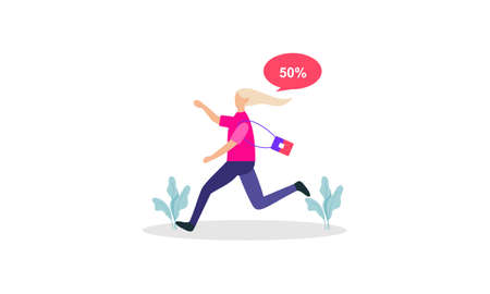 Young girls running for sale big discounts illustrationのイラスト素材