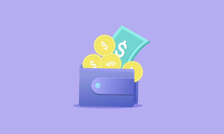 Money concept. money bag, coins stack and banknotes logoのイラスト素材