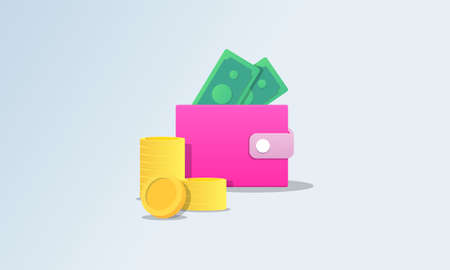 Money concept. money bag, coins stack and banknotes logoのイラスト素材