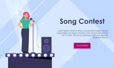 Song contest on stage illustration conceptのイラスト素材