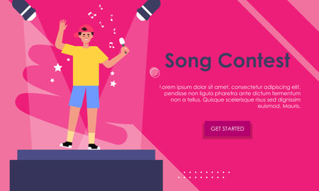 Song contest on stage illustration conceptのイラスト素材