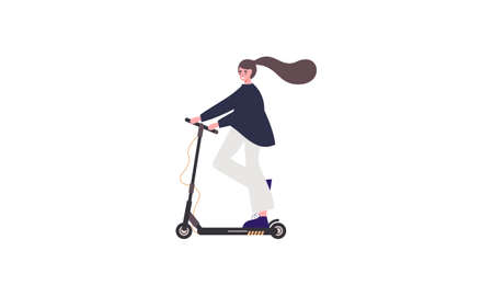 People riding electric walk scooters at full speed illustrationのイラスト素材