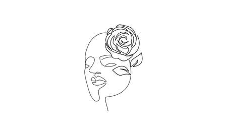 Woman face with beautiful abstract lines logoのイラスト素材