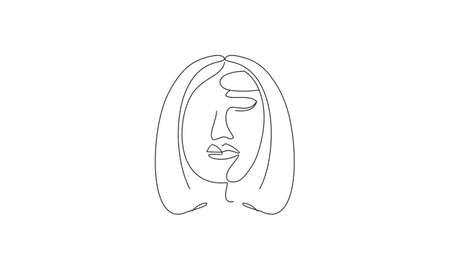 Woman face with beautiful abstract lines logoのイラスト素材