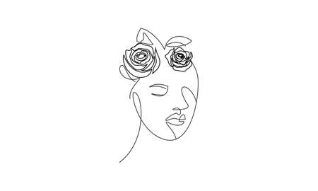 Woman face with beautiful abstract lines logoのイラスト素材