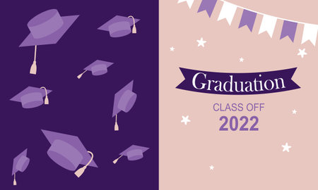 Graduation hats background with mortar boards vectorのイラスト素材
