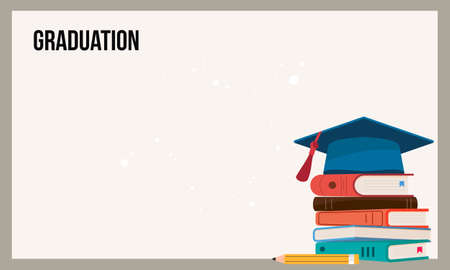 Graduation hats background with mortar boards vectorのイラスト素材