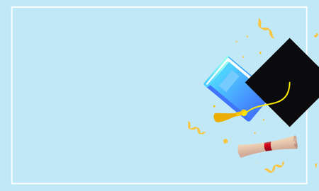 Graduation hats background with mortar boards vectorのイラスト素材