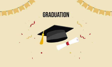 Graduation hats background with mortar boards vectorのイラスト素材