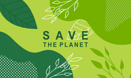 Earth Day posters with green backgroundsのイラスト素材