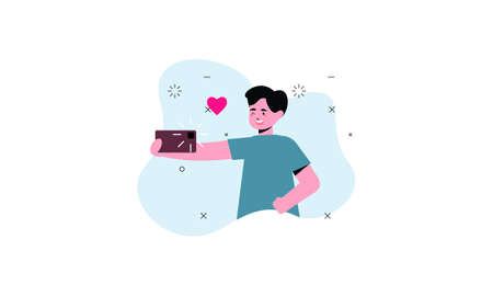 Friends taking a selfie. Friendship and youth concept illustrationのイラスト素材