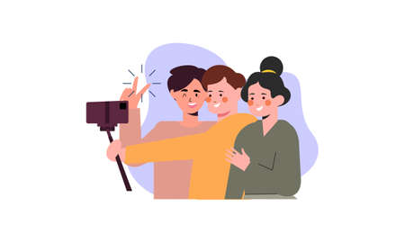 Friends taking a selfie. Friendship and youth concept illustration