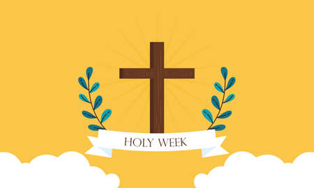 Flat design holy week concept logo vector