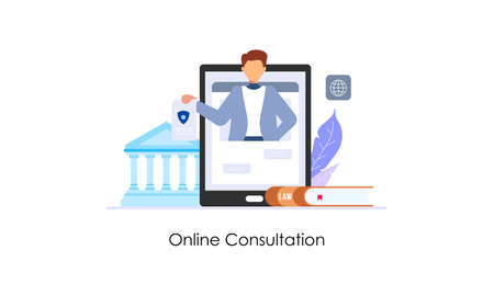 Legal advice online service, lawyer website vector illustrationのイラスト素材