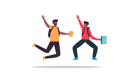 Happy students jumping illustration concept
