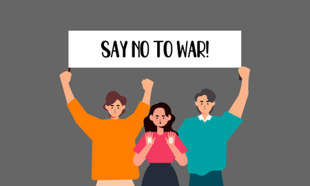 People are against war. Say no to war. Peace to the world illustrationのイラスト素材