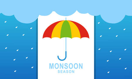 Monsoon season composition with flat designのイラスト素材