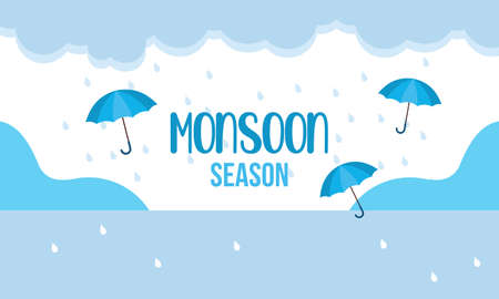 Monsoon season composition with flat designのイラスト素材