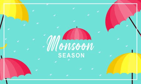 Monsoon season composition with flat designのイラスト素材